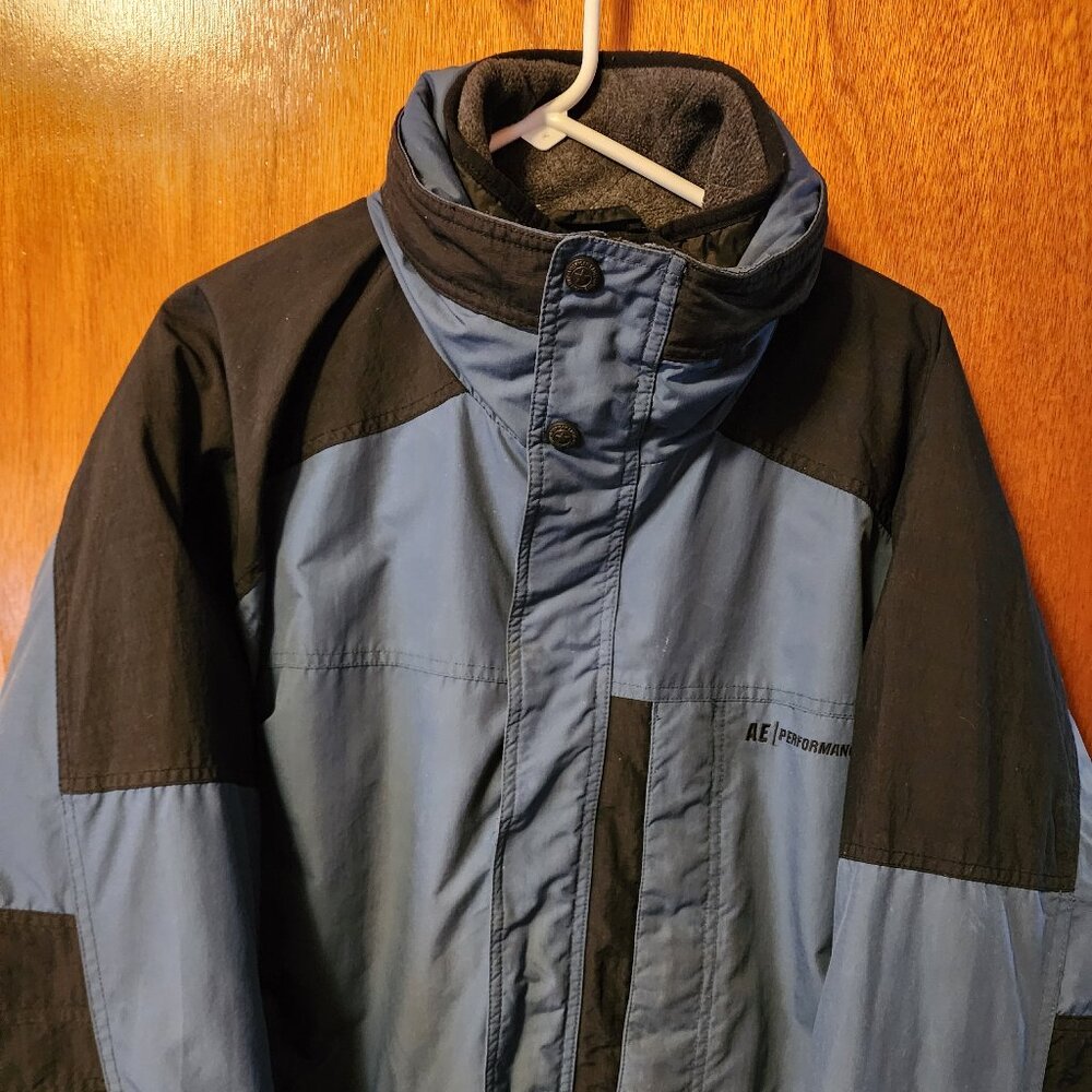 Men's Large American Eagle Blue/Black 2N1 Removable Jacket Winter Parka Coat